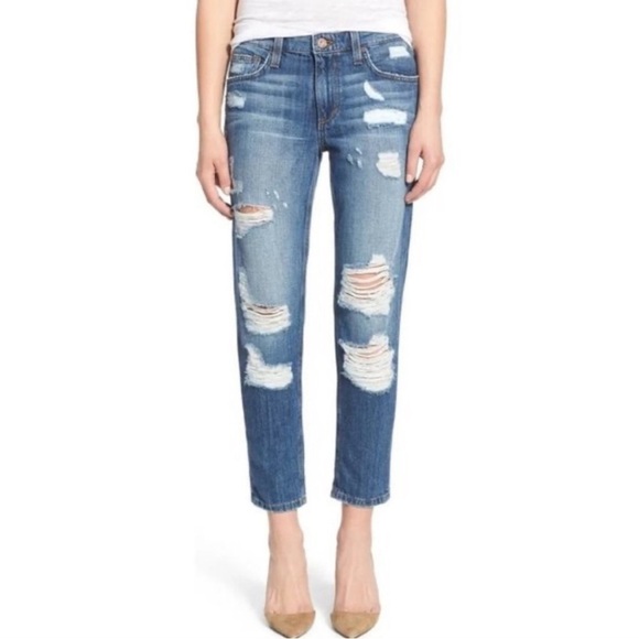 Joe’s Jeans The Billie Boyfriend Slim Cropped Distressed Denim Jeans Size 28 - Picture 1 of 15